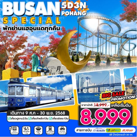 ทัวร์เกาหลี Busan Pohang Special 5วัน 3คืน 7C / LJ / BX