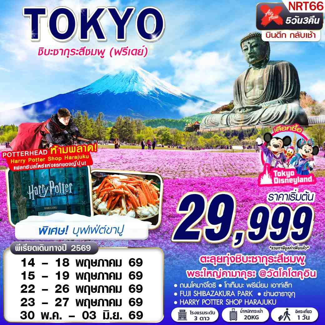 ทัวร์ญี่ปุ่น TOKYO ชิบะซากุระสีชมพู (FREEDAY) บินดึกกลับเช้า 5วัน 3คืน XJ